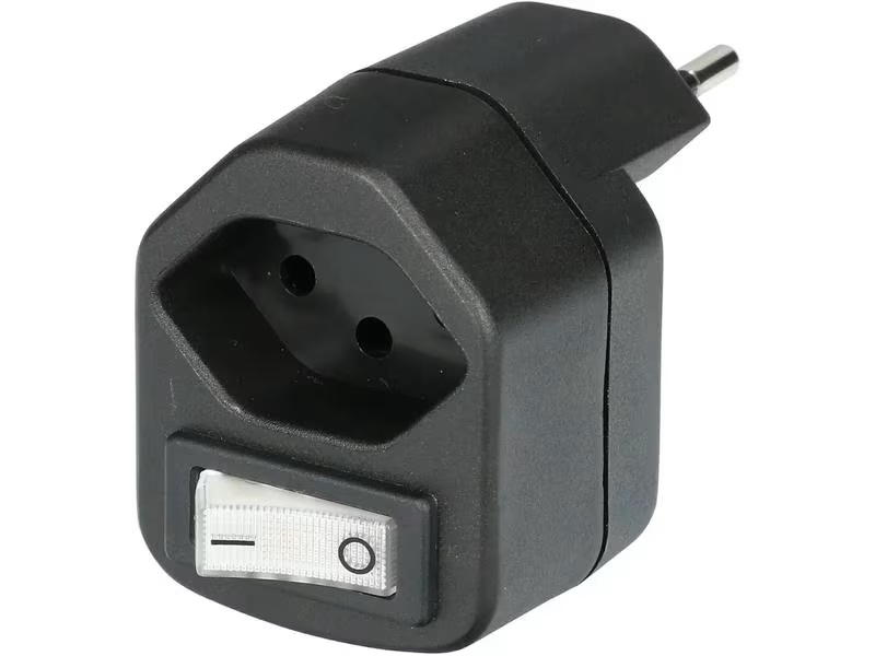 Abzweigstecker 1xT13, mit Schalter schwarz