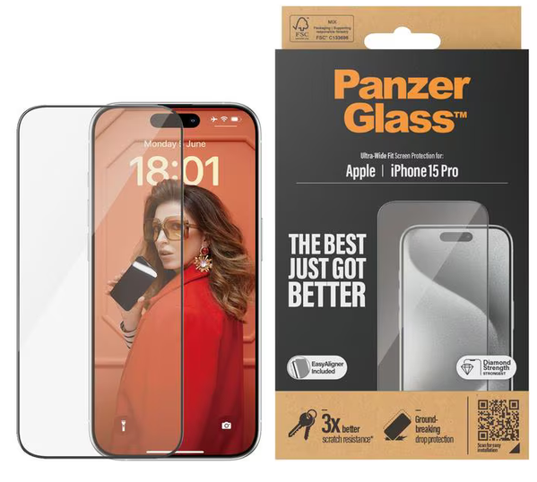Panzerglass Displayschutz Ultra Wide Fit iPhone 15 Pro Max inkl. Montage