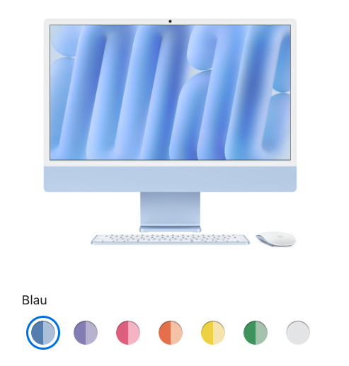 Apple iMac 24" M4 10C GPU (grün, 16 GB, 512 GB, Standardglas (spiegelnd), Magic Keyboard mit Touch ID – Schweiz)