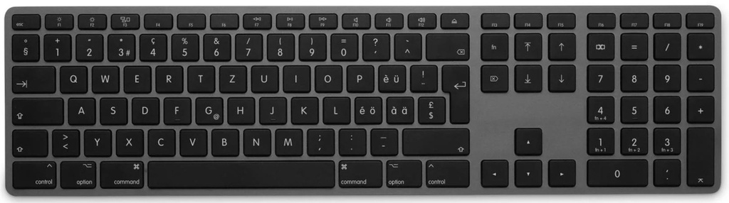LMP Tastatur WKB-1243 BT Grau, CH-Layout mit Ziffernblock