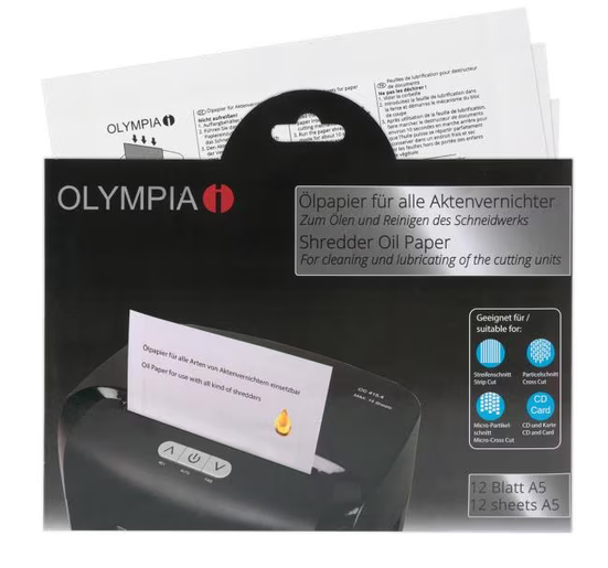 Ölpapier für Aktenvernichter Ölpapier, 12 Blatt 12 Stück