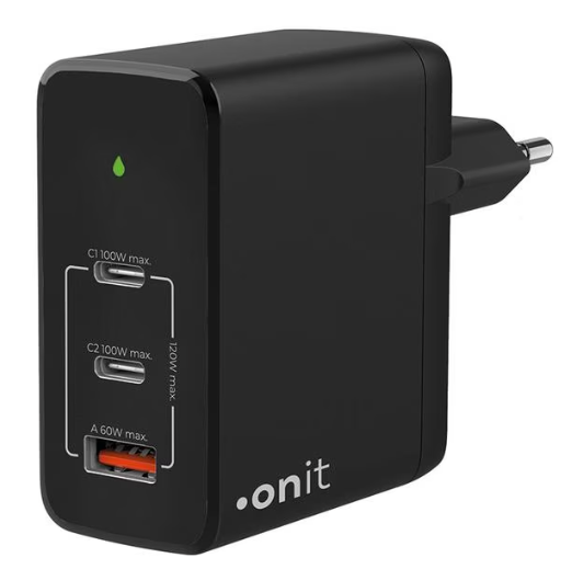 [1532002] onit USB-Wandladegerät Trial QC5.0 120 W GaN Schwarz